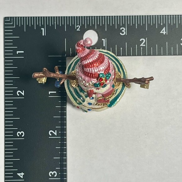 Jeweled Pewter Enameled Snowman Trinket Box - Picture 10 of 11